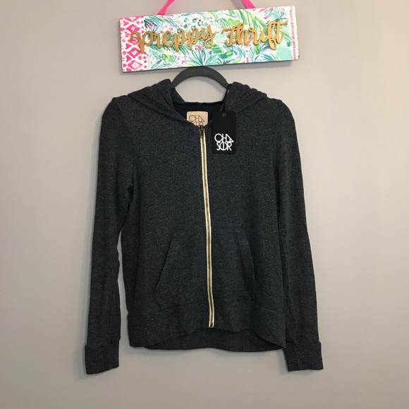 Chaser zip up hooded jacket gray size M - Picture 2 of 6